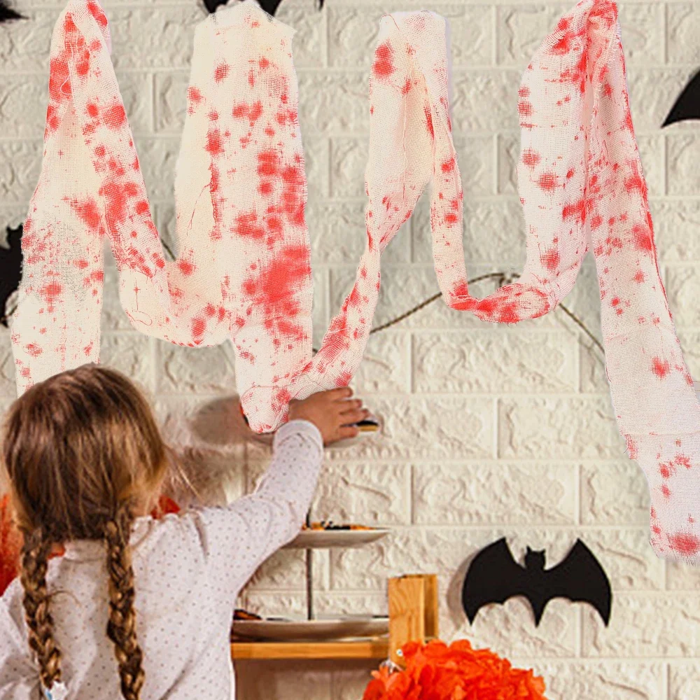 قماش ضمادة الدم الاصطناعي ، شاش زاحف الهالونيز ، مخيف ، قماش زخرفي ، منزل مسكون ، الدعائم للحفلات ، تخطيط المكان #2