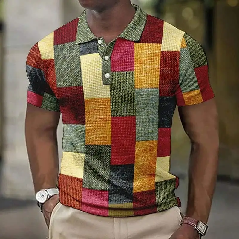 Vintage Men's  Shirt D Printed Casual Short Sleeve Fleece Youth Trendy Long Sleeve Thickened  Color All Seasons