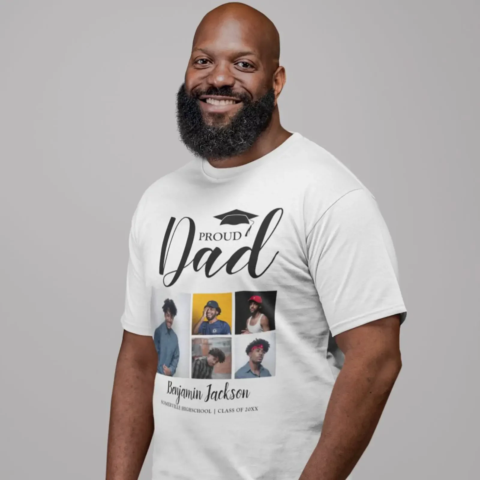 Modern Proud Dad 5 Photo Graduation T Shirt vintage Washed Breathable homme streetwear Stylish fashion Soft designer clothes