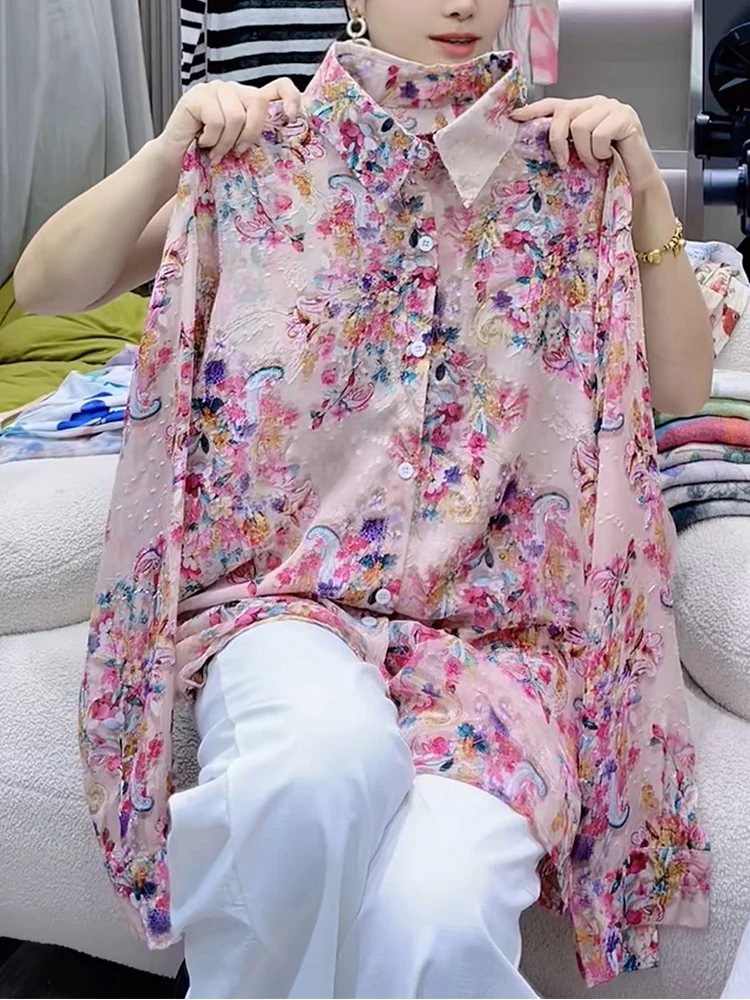 

Ele Commuter Spring 2025 High-End Big Size Faionable irt Beautiful Floral Patterned Top for Women Sli Outerwear
