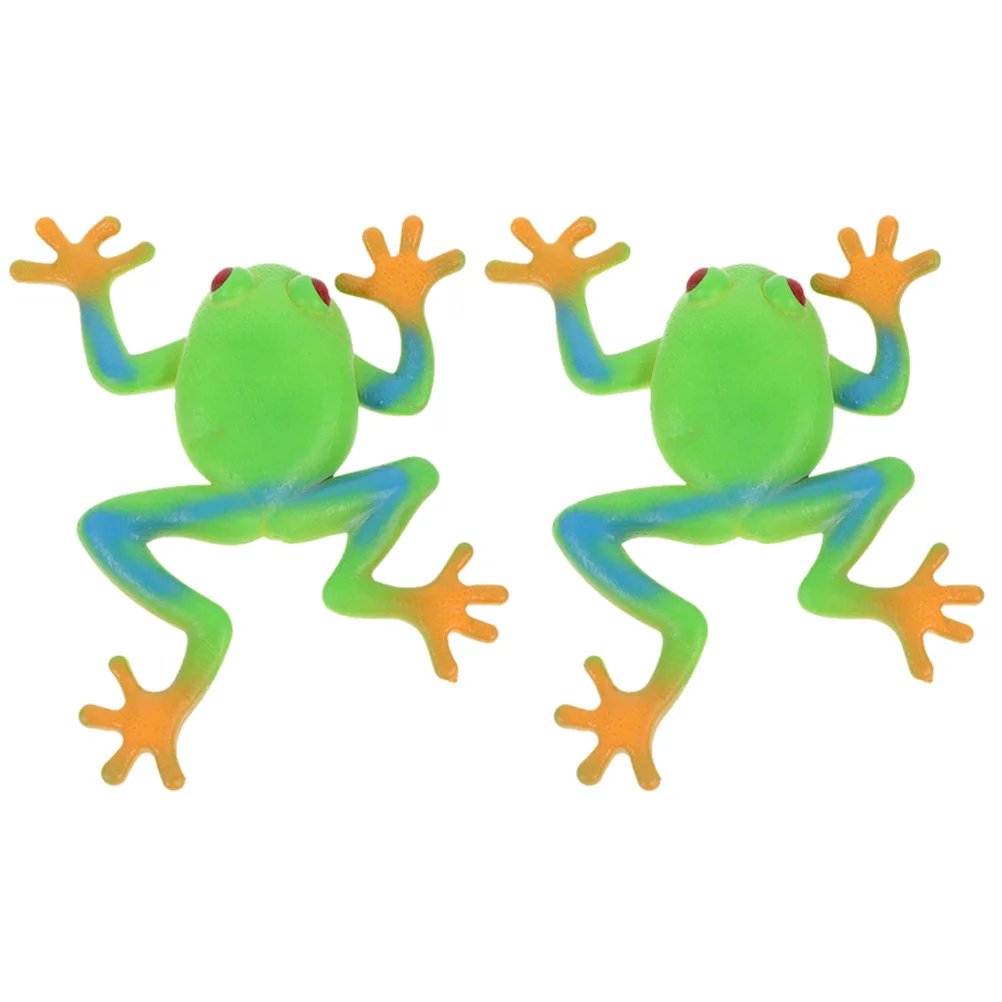 2 Pcs Frog Toy Shaped Small Fidget Stretchy Toys for Party Soft Rubber Squeeze Teens Child