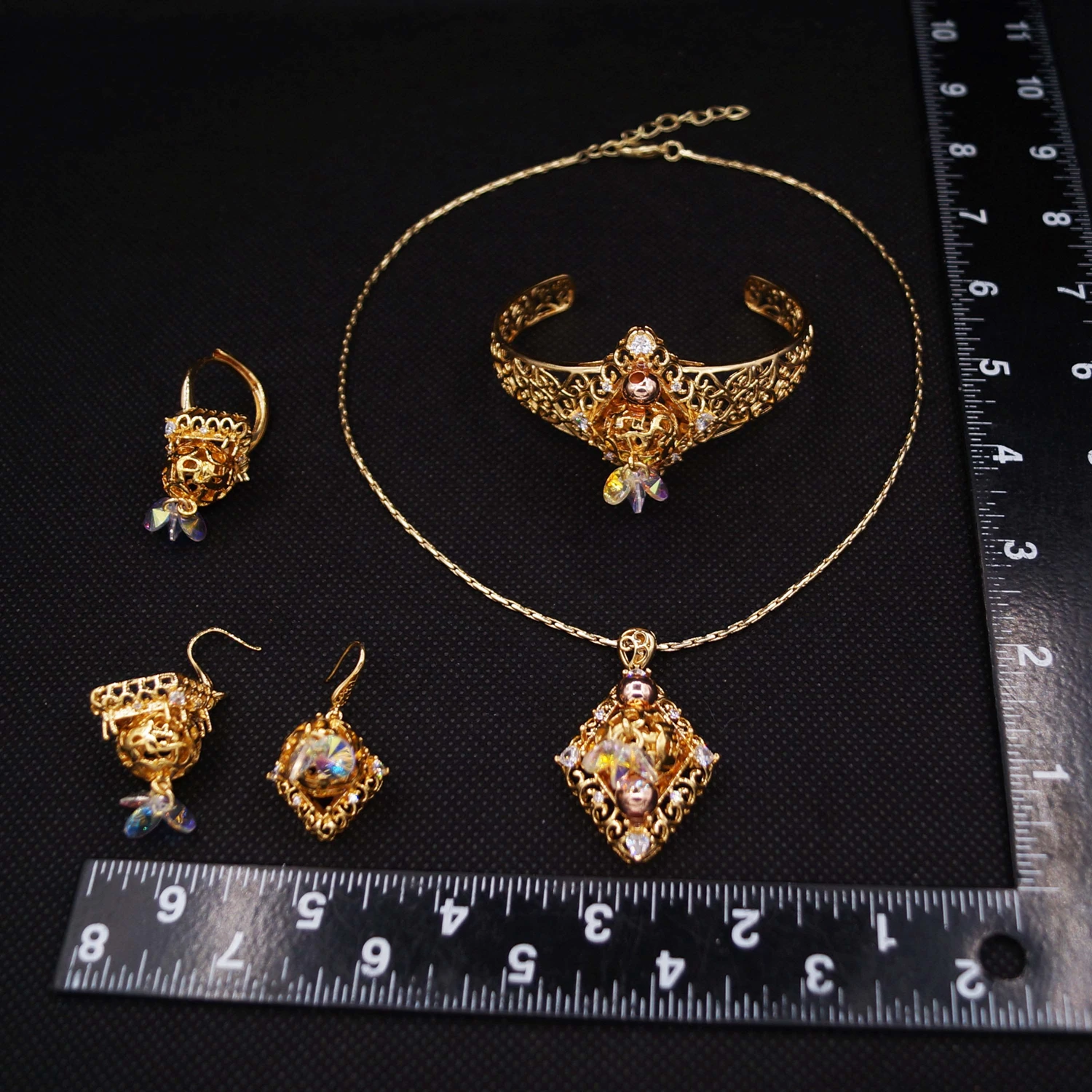 Yuleili new 24k gold-plated jewelry four sets of Nigerian bride jewelry boutique craft luxury rich elders mother party gifts