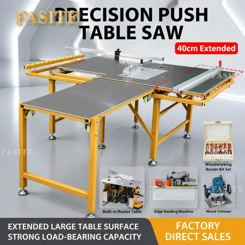 For Woodworking Precision Push Table Saw Folding Worktable Dust-free Multi-functional Portable Saw Station for Home DIY