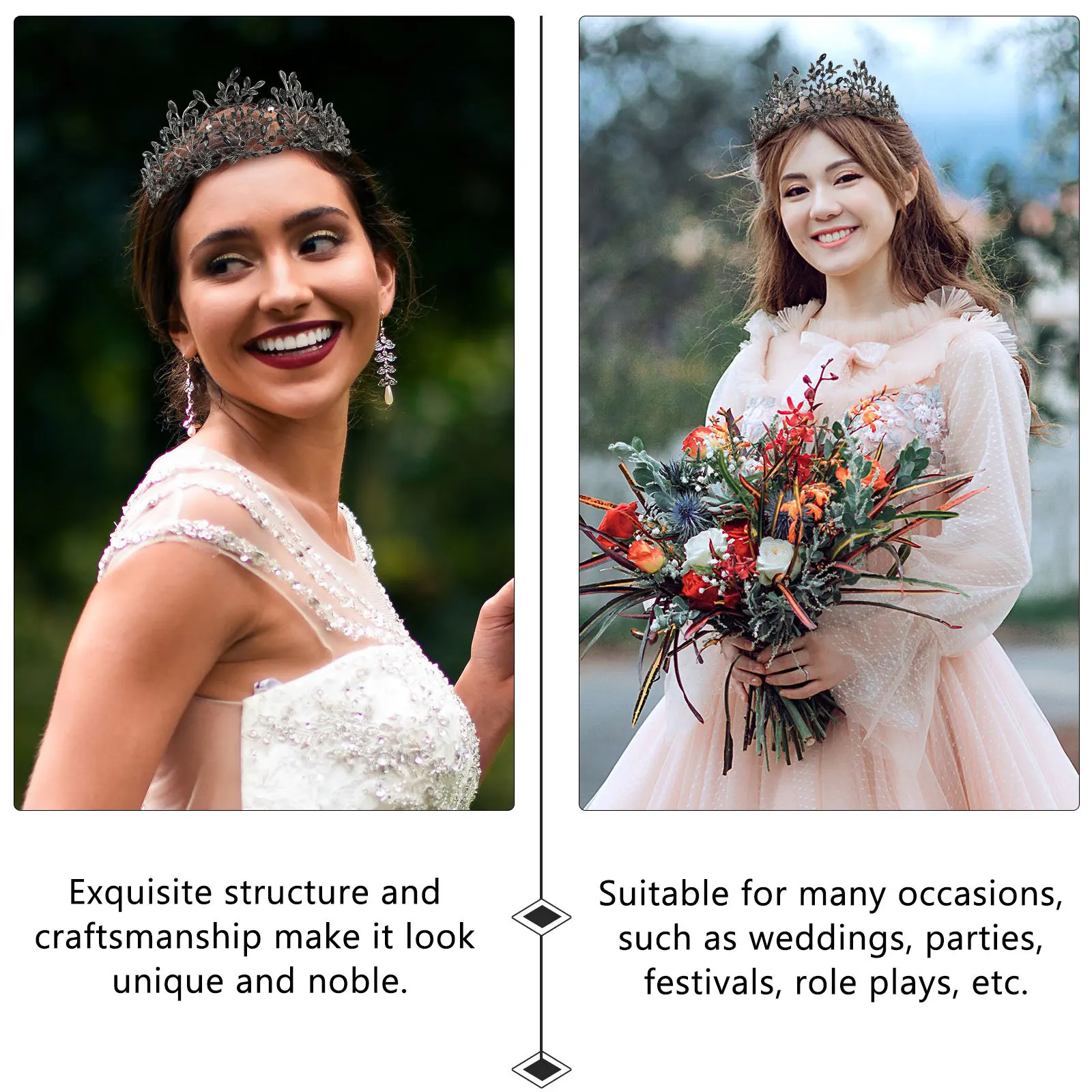 

1pc Baroque Style Bride Crown Rhinestone Bridal Hair Accessory Wedding Party Headband Decorative Hair Hoop For Bride Wedding