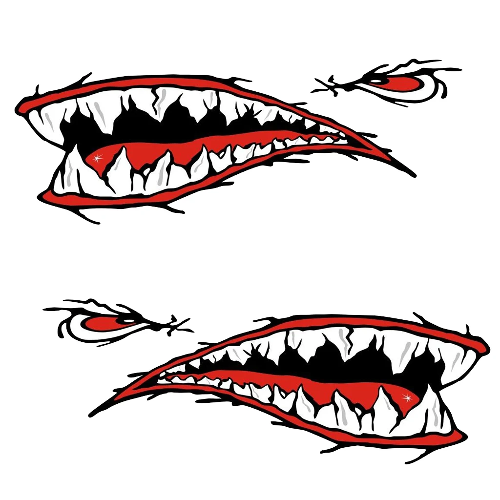 Waterproof Vinyl Shark Teeth Decals Kayak Canoe Fishing Boat Sticker Strong Protector for Long Lasting Use