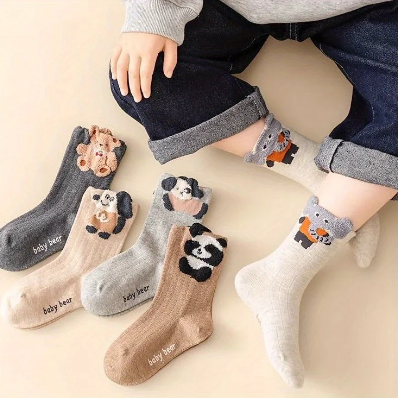 3D Cartoon Animal Baby Mid Calf Socks Soft Cotton Panda Bear Elephant Infant Kids Socks