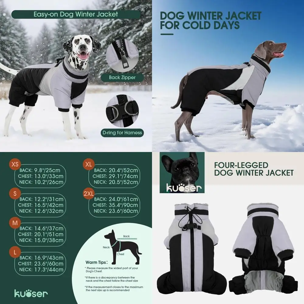 

Thick Winter Coat with Zipper for Medium Dogs - Reflective, Windproof, and Warm Pet Jacket in Black, Large Size