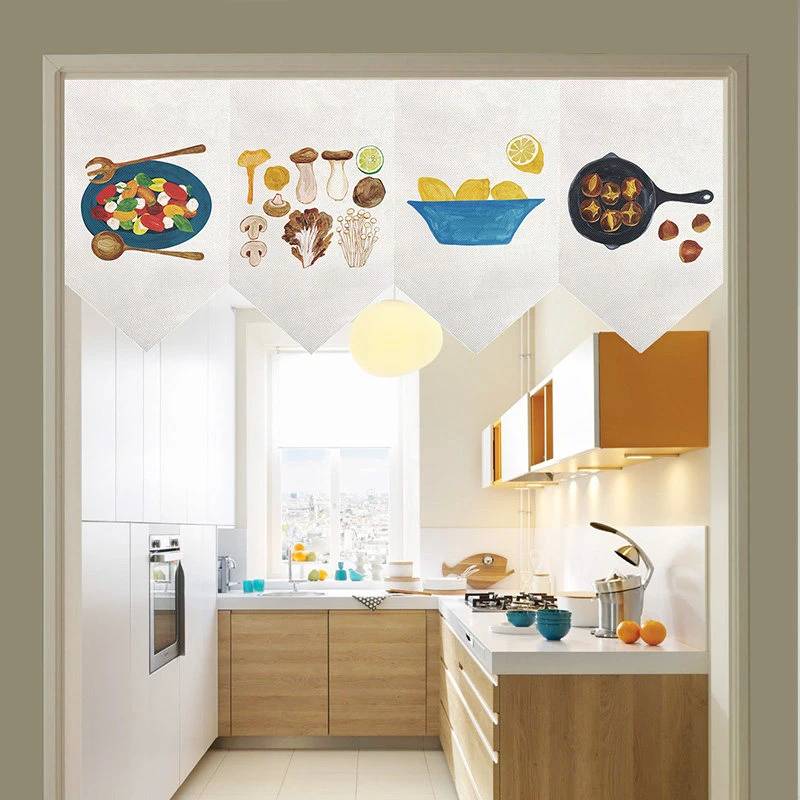 VIKAMA Kitchen Food Mushroom Vegetables Triangle Curtain, 6 Designs, Doorway Decor for Bedroom