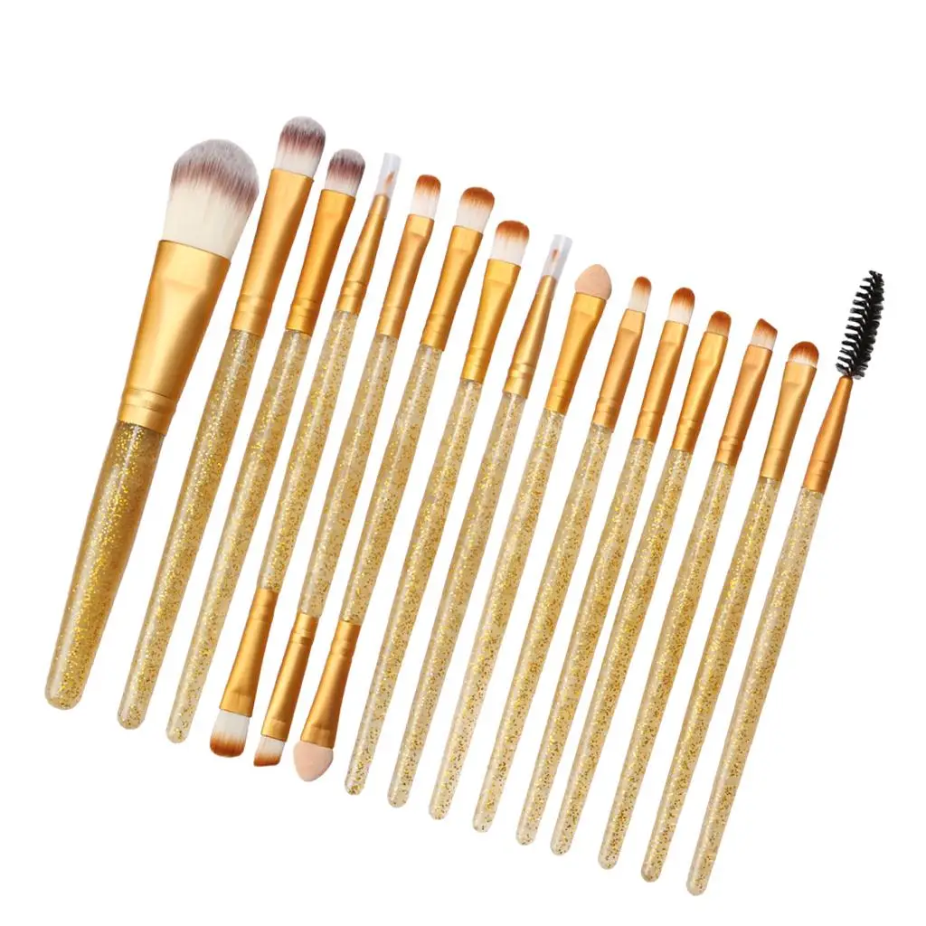 Makeup Brush Set 15 in 1 Premium Nylon Fiber Facial and Eyeshadow Brushes for Women Beauty Tools