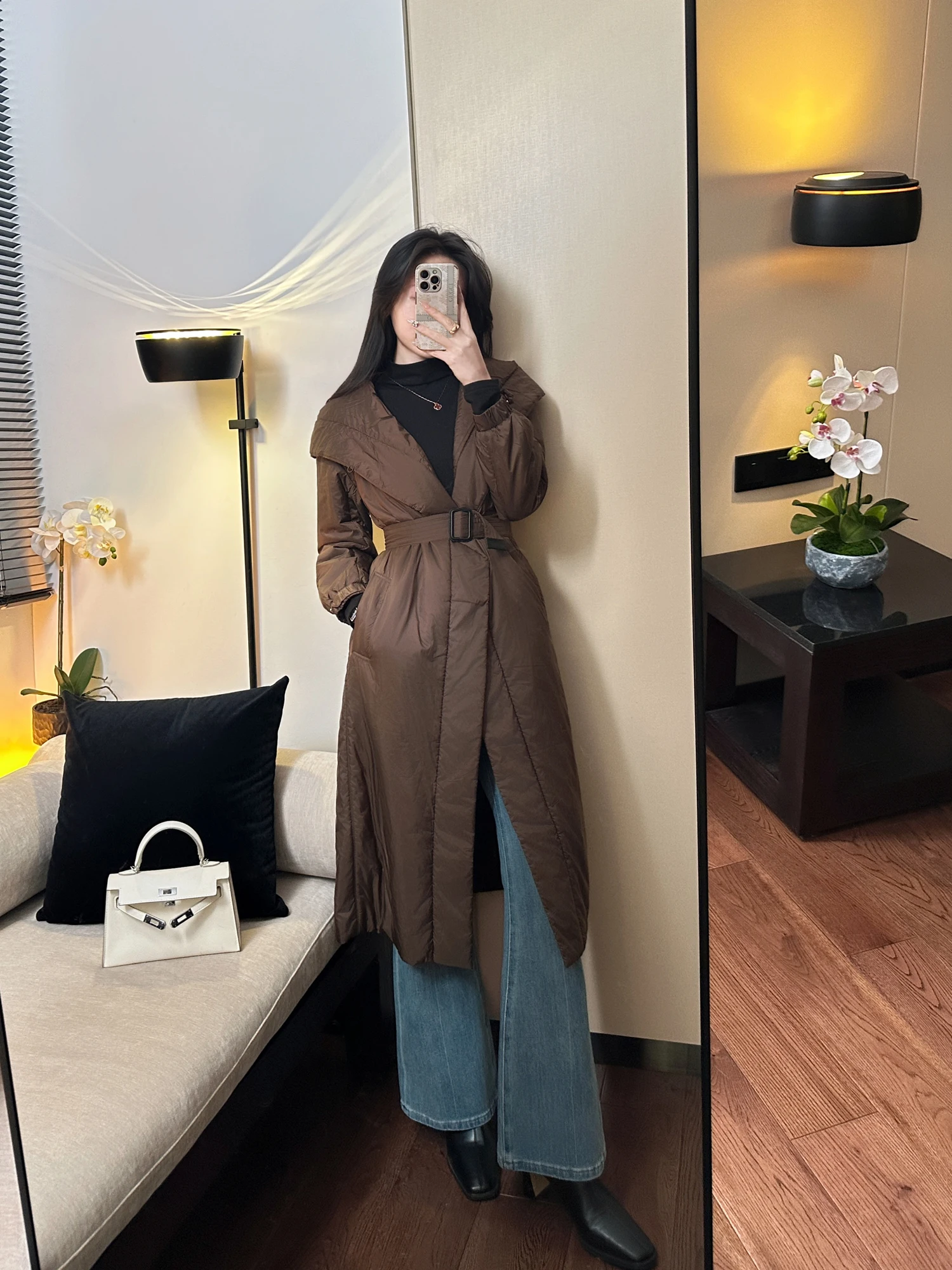 

Легкая женская куртка из верблюжьей шерсти с капюшоном, теплая, средней длины, с прочной молнией, высокой талией, для повседневной носки