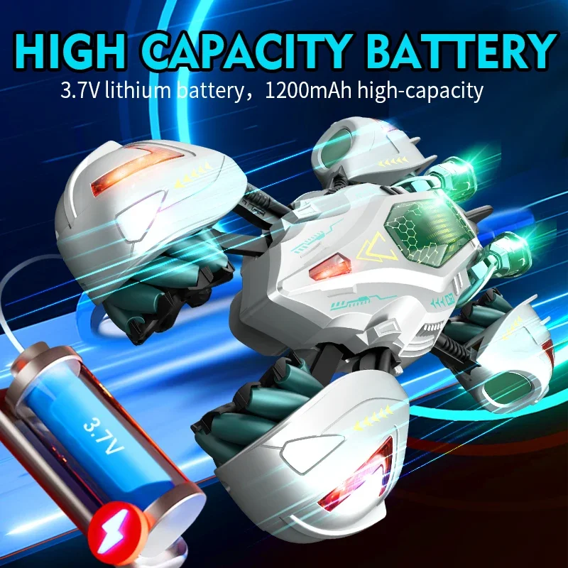 RCスタントカー デュアルリモコン 13CH 変形ロボットカー 四輪駆動 レーシングカー ジェスチャーセンシング キッズトイ 男の子向けギフト