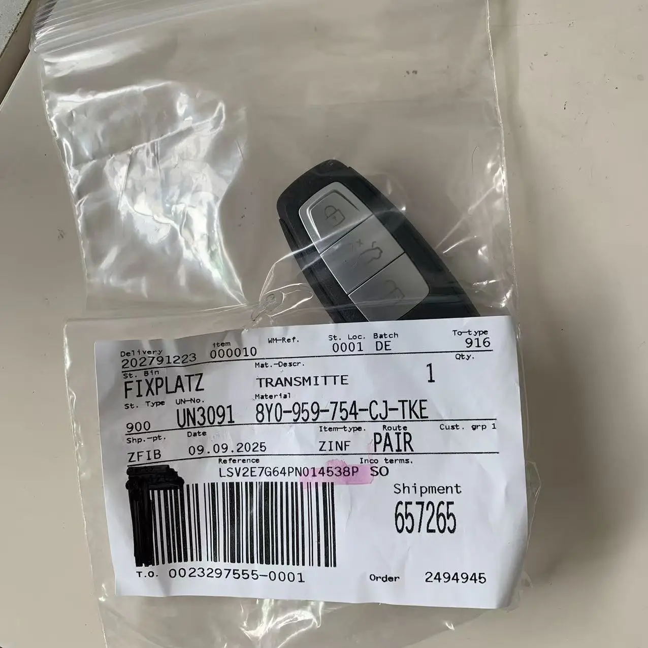 

For Audi spare key lock ordering link