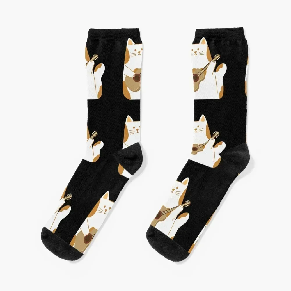 

CAT PLAYING GUITAR Socks FASHION compression loose hip hop Socks For Girls Men's