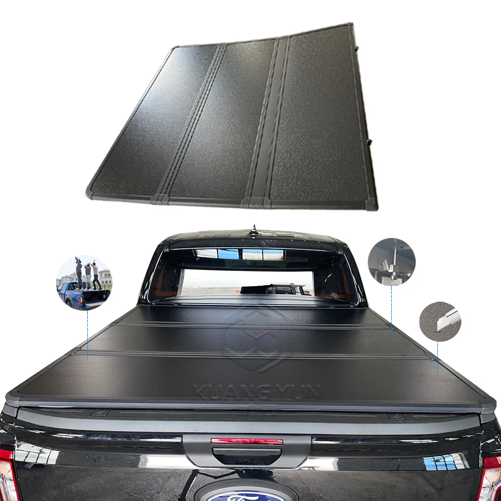 

Durable Waterproof Three-Fold Tonneau Cover for Chevrolet Silverado Firm Hard Pickup Bed Cover with Ranger Surface
