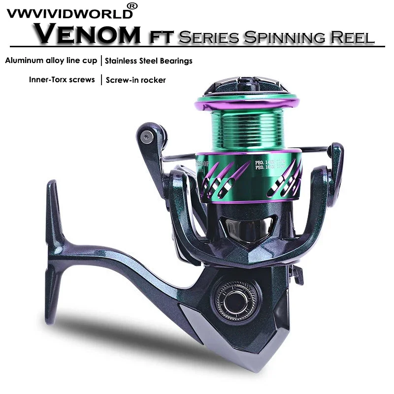 Fishing Reel, Gradient Paint Coating, 5+1 BB, 5.1:1, Aluminum Alloy Spool, Metal Rocker Arm, Reinforced Nylon Casters