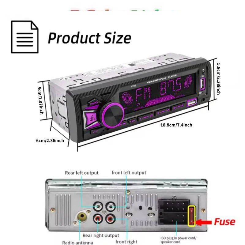 Universal Single-Din Car MP3 Player, No Battery Included, Car Stereo System, Vehicle Audio with Hands-Free And App Management