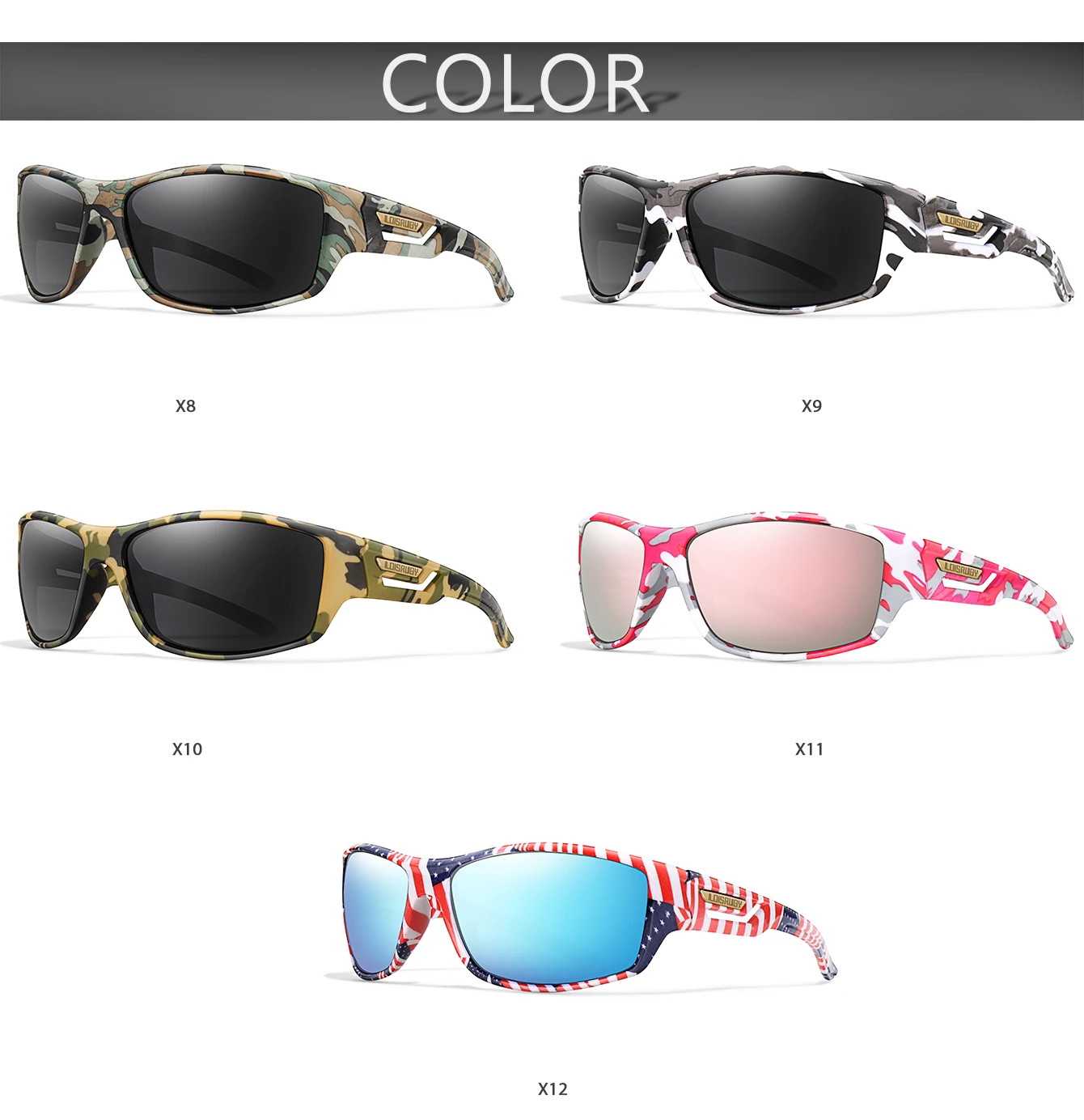 Polarisierte Angel-Sonnenbrille für Herren, Camo, Militärstil, Festival-Geschenke, UV400, zum Radfahren, Reiten, Laufen, Angeln und Fahren – Detail 4