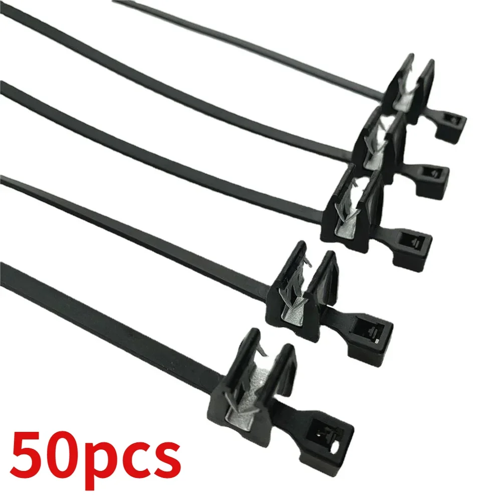 50pcs Electrical equipment and products Car cable tie with metal clip buckle 5MMX200MM