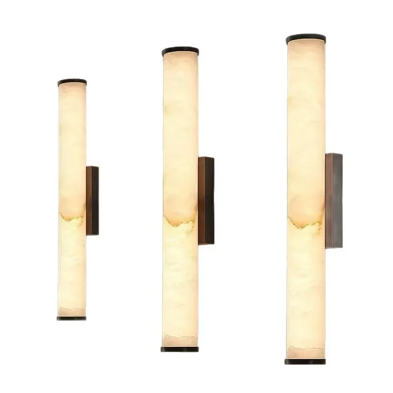Long Strip Minimalist All Copper Marble Wall Lamp Modern Light Luxury Living Room Grand TV Background Wall Hallway Bedroom Lamp