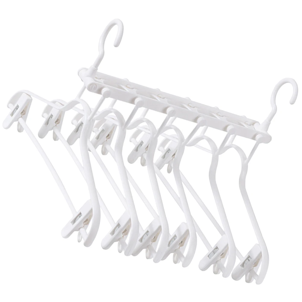 

Adjustableclothes Rack Foldable Double Hook Hanger Household Drying Organizer For Home Dorm Travel White Flexible Pants