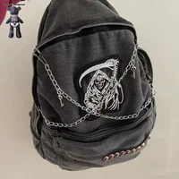 Mochila de mezclilla Y2K para hombre y mujer, Bolsa Escolar Harajuku de gran capacidad para estudiantes, mochilas Punk para adolescentes, bolsa de libros Vintage de viaje