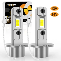 IVOTOW 2 PCS Mini H3 LED Fog Light and Headlight Bulbs 6000K White Plug and Play Conversion Kit Fanless Hi/Lo Beam DRL Lamp
