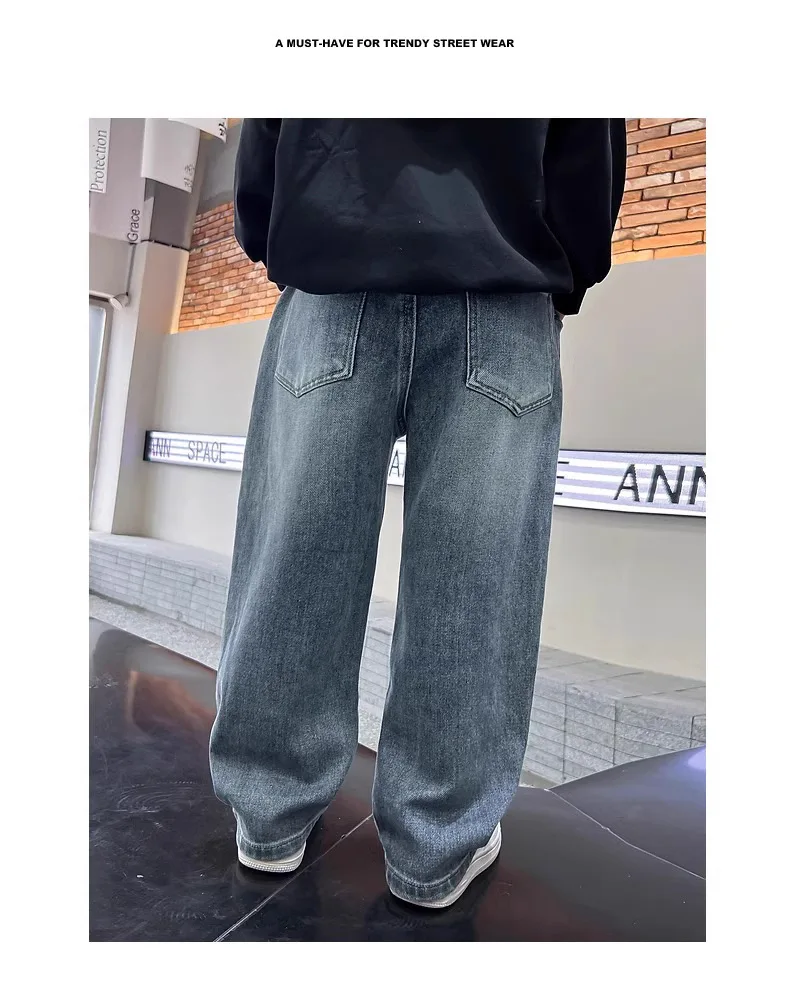 Neue Kinder Jungen Denim Hosen Baumwolle Feste Elastische Taille Infant Babyd Boyd Jeans Lose Vielseitige Junge Teenager Jungen Hosen – Detail 2