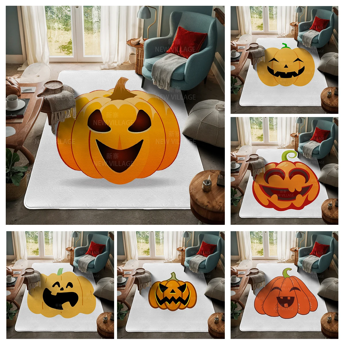 House entrance carpet Home door mat Living Room Bath Foot bathroom non-slip water absorption rugs Halloween Autumn Pumpkin cute