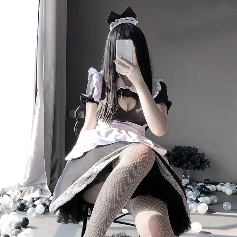 Maid Uniform Cosplay Trajes para Mulheres, Lingerie Sexy, Servant Anime, Role Play, Festa de Palco, Lolita, Roupas de boate, Vestido bonito, Meninas