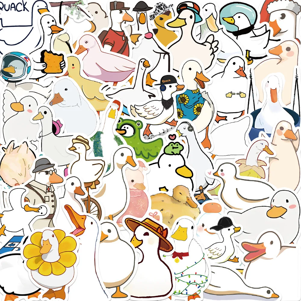 Lot de 10, 30 ou 50 autocollants animaux de dessin animé, mignon, canard, graffiti, jouet, scrapbooking, pour téléphone, réfrigérateur, ordinateur portable, bagages, voiture, résiste à l'eau