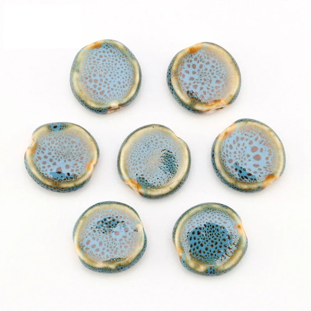 10Pcs Charm Flat Round Ceramic Beads For DIY Bracelet Jewelry Making Accessory Cube Square Chinese Porcelain Spacer Bead Crafts
