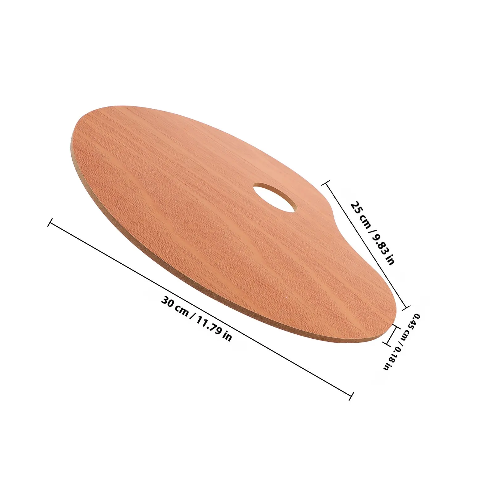 Wooden Paint Palette Large Oval Oil Acrylic Watercolor Mixing Tray Thumb Hole Artist Pigment Plate 25x30cm Painting Tray