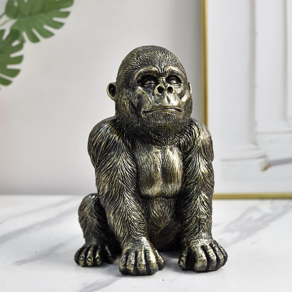

Decorative Gorilla Statue Resin Craft Realistic Home Ornaments Desktop Adornment Festive Atmosphere Unique Design Easy Clean