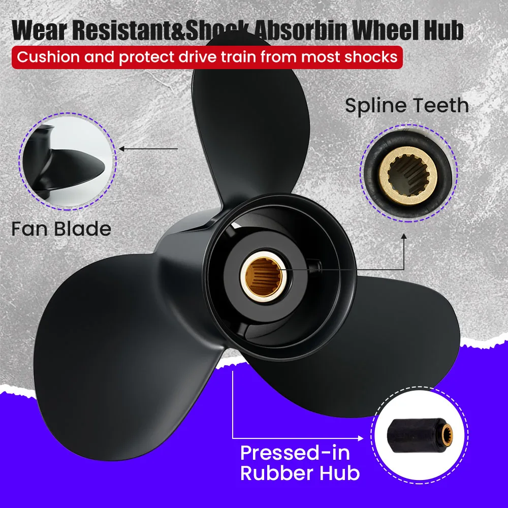 13.5x15 13.25x17 Outboard Propeller for Tohatsu 60 70 75 90 115 120 140HP Boat Motor Aluminum Alloy Screw 3 Blade 15 Spline