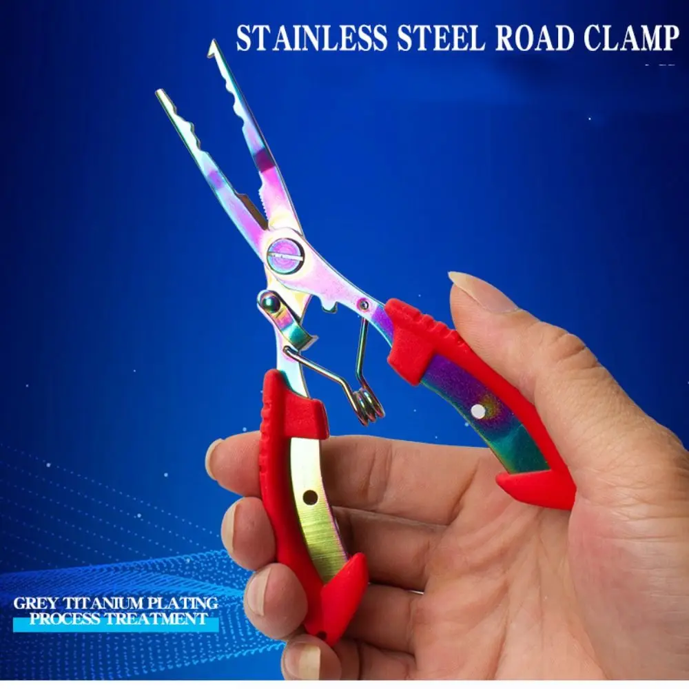 

Stainless Steel Fishing Pliers Anti-slip Line Cut Fishing Tied Hooks Pliers Electroplating Curved Mouth Luya Pliers