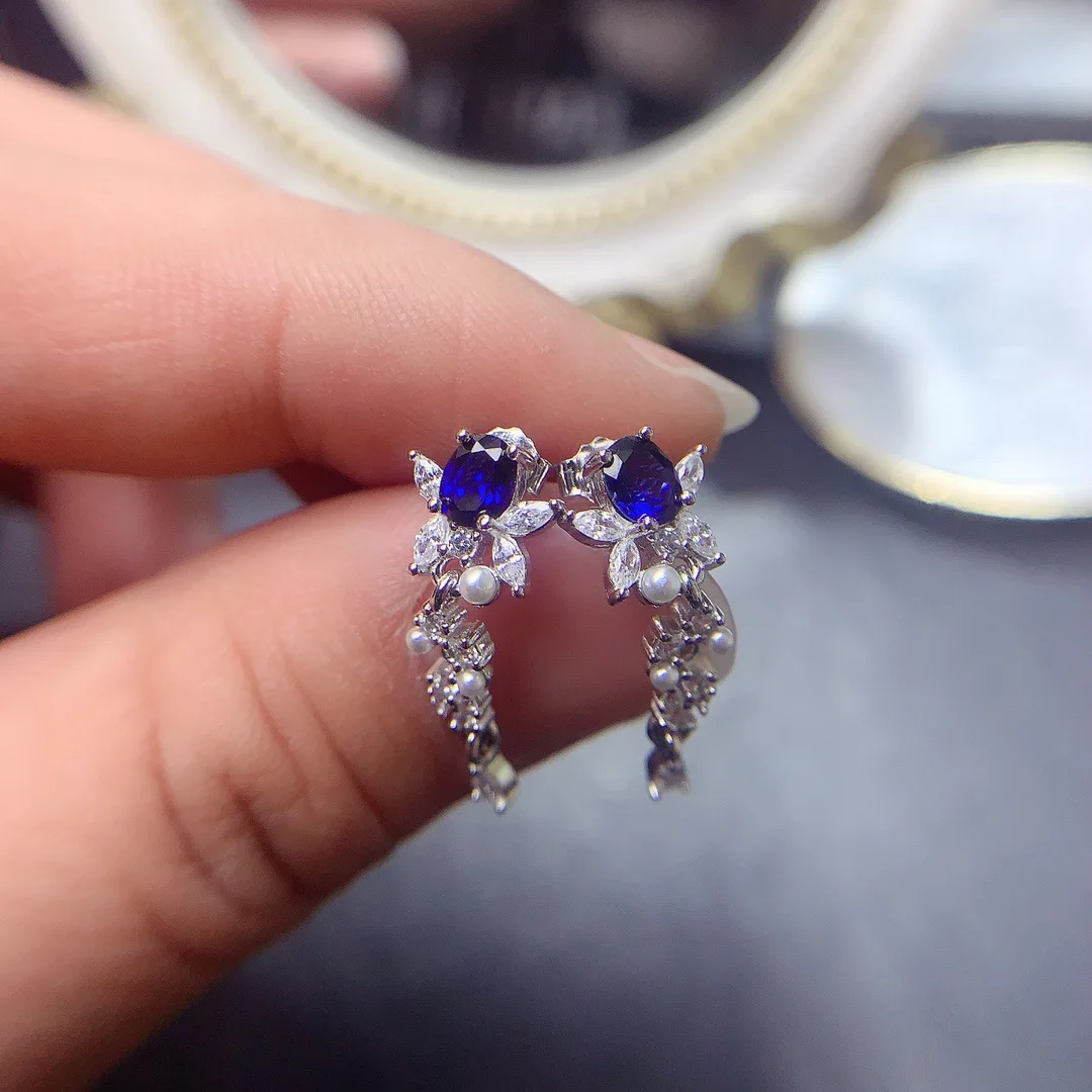 

Дизайнерские элегантные серьги-гвоздики с натуральным сапфиром, серебро S925, нежная роскошь, идеально подходит для ювелирных изделий