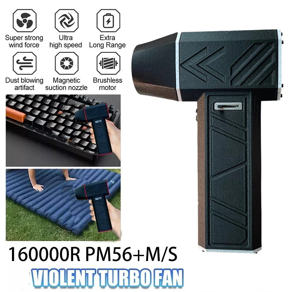 Electric Air Blower 160000 RPM Turbo Jet Fan Brushless 8000mAh Turbo Violent Fan USB Rechargeable Powerful Dust Blower
