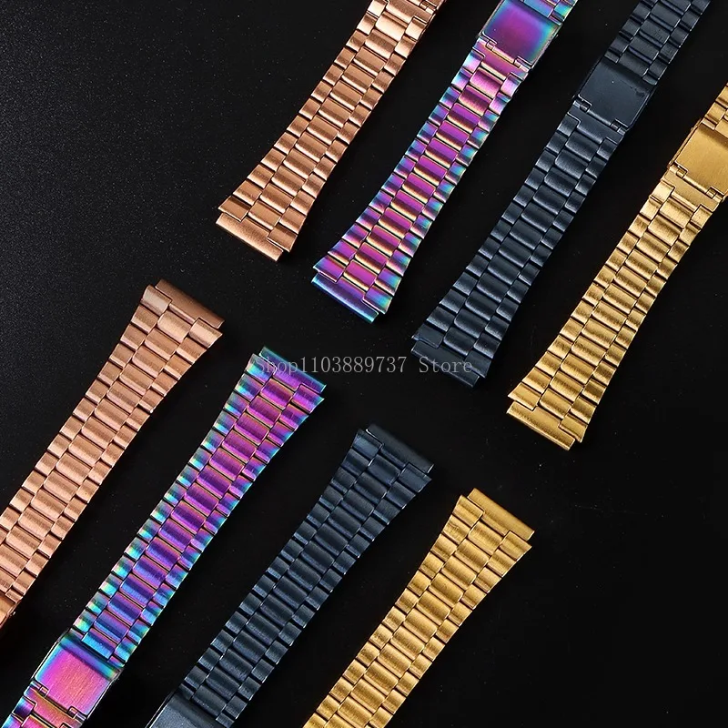 for Casio F-91W Stainless Steel Watchband 18mm Strap for SGW400 F84 F105/108/A158W/168 AE1200/1300 Men Women Metal Bracelet Belt