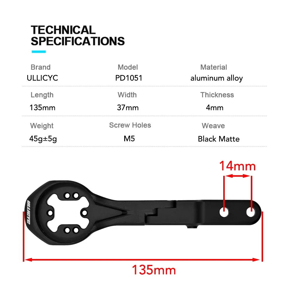 ULLICYC Computer Moumt For Black Inc Aero Integrated Handlebar Compatible With GPS Garmin Bryton Wahoo Aluminum Alloy