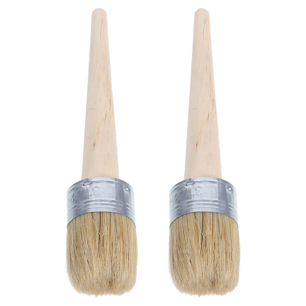 

2 шт. круглых кистей для нанесения воска, 50 мм, для внутренних и наружных работ, прочные щетинки, удобная рукоятка, легко чистится