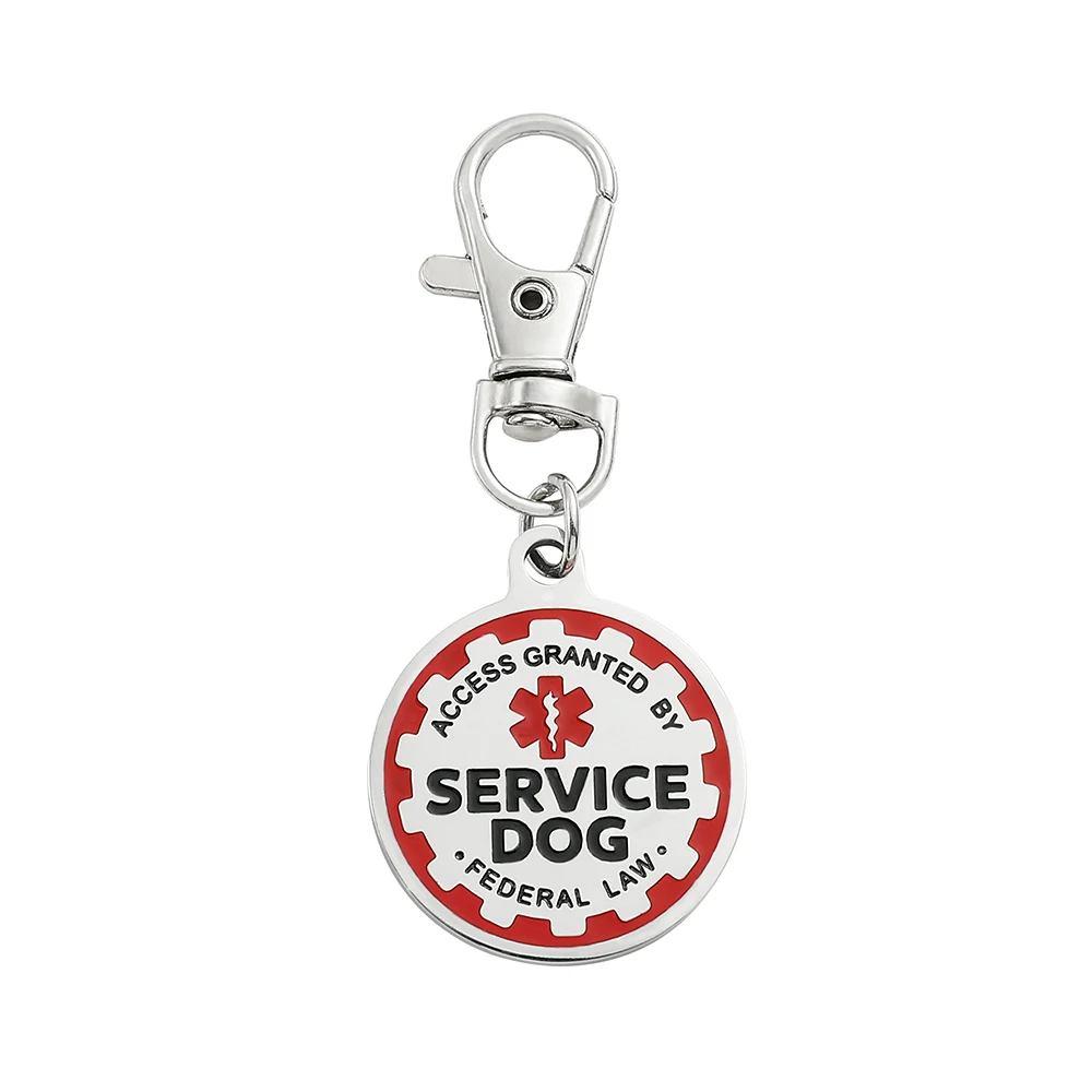 ESA Red Medical Alert Symbol Service Dog Keychain, Animal Tags Pendant Keyrings for Women and Men, Car Key Chain