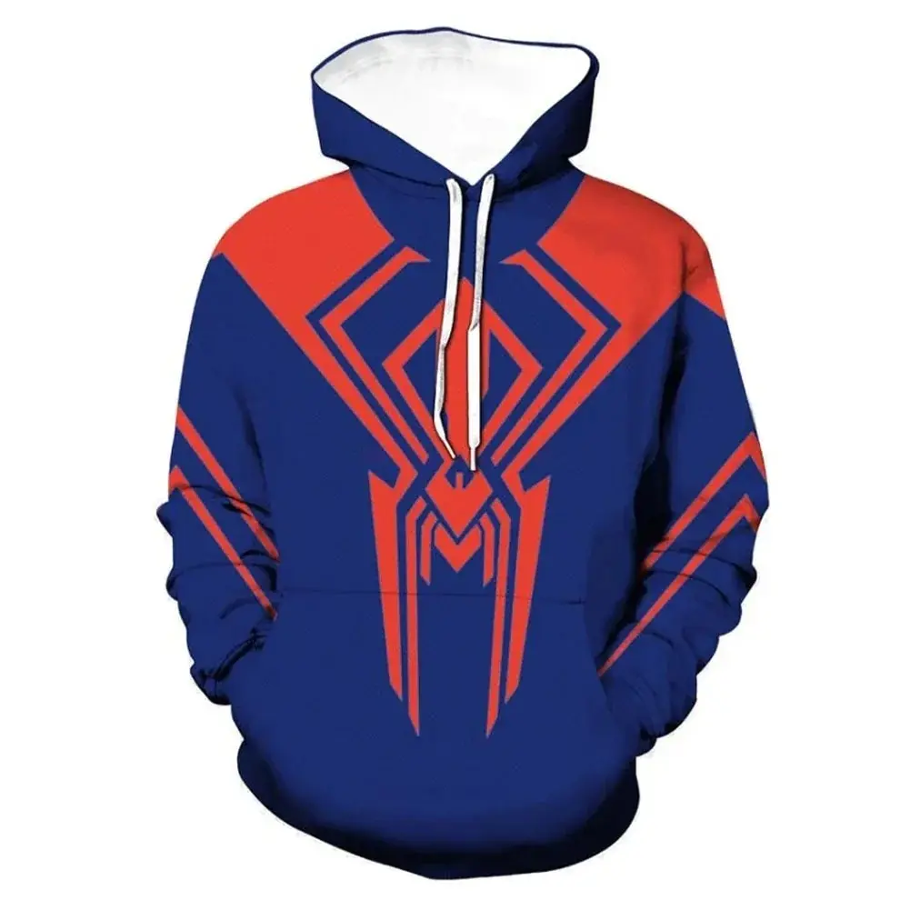 Spider Man 2099 Hoodie Miguel O'Hara Anime 3D Printing Cosplay Pullover Sweatshirt Casual Cartoon Children Clothing Hooded Tops