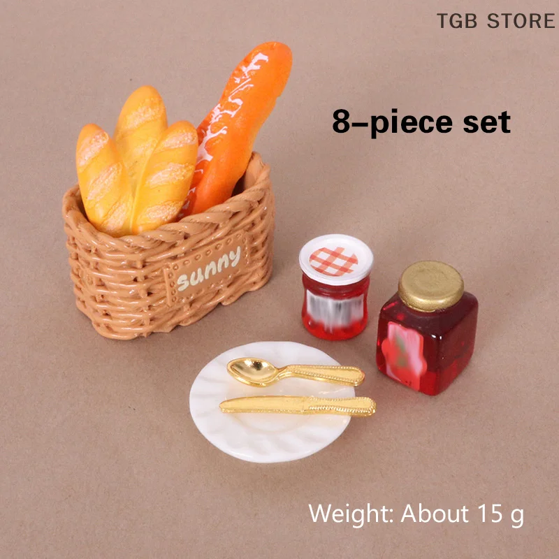 1Set Simulation Brot Korb Marmelade Modell Lebensmittel Spielen Küche Dekor Spielzeug Puppenhaus Miniatur Puppenhaus Zubehör