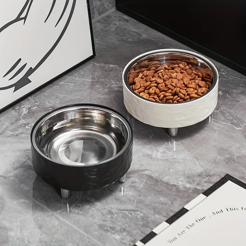 Erhöhter Futternapf aus Edelstahl für Hunde und Katzen, erhöhter Nackenschutz, Anti-Dumping, rutschfest, geeignet für Kätzchen und P – Detail 3
