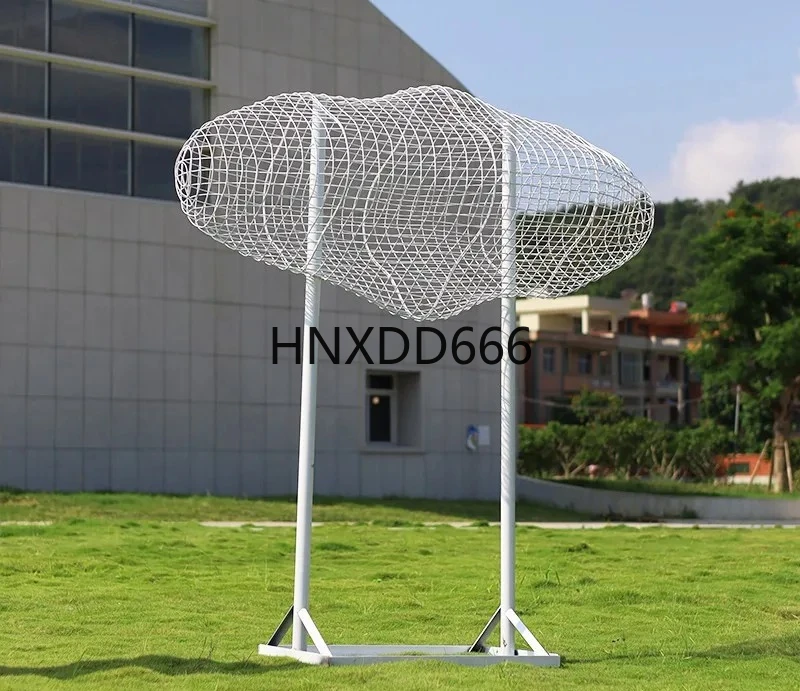 

Stainless steel hollow woven cloud sculpture
