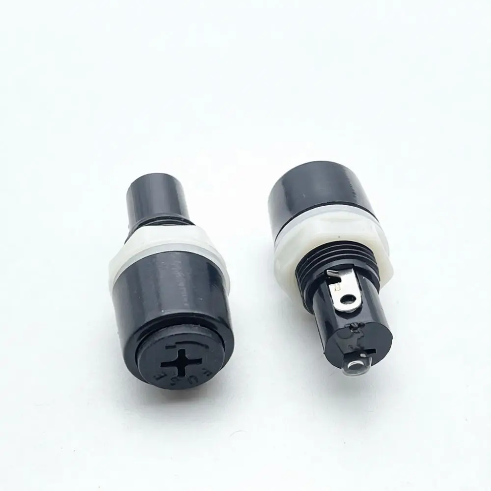 Black Fuse Holder For 5x20mm 6x30mm Glass Fuse Panel Mount Chassis Base 12mm Hole Electrical Overcurrent Protection Accessory