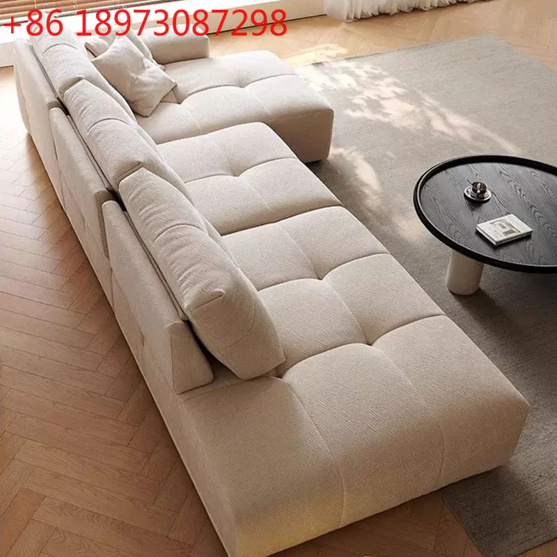 

Диван с подвижной спинкой для гостиной, встроенный диван тофу, кремовый стиль
