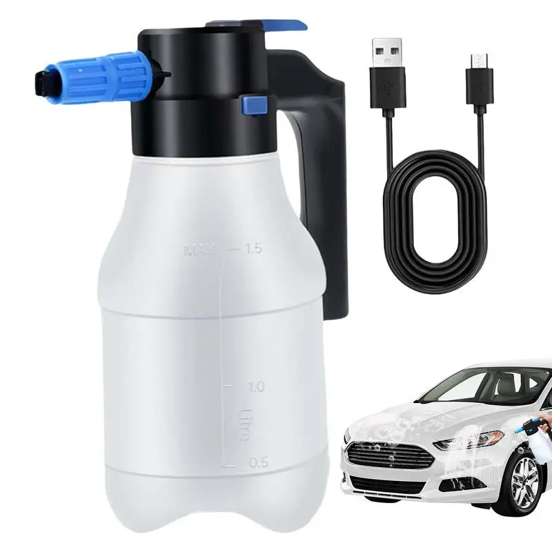 1.5L Hand Pump Foam Sprayer car Wash Hand held Foam Watering Can with USB Cable vehicle Wash Spray Bottle for car home garden