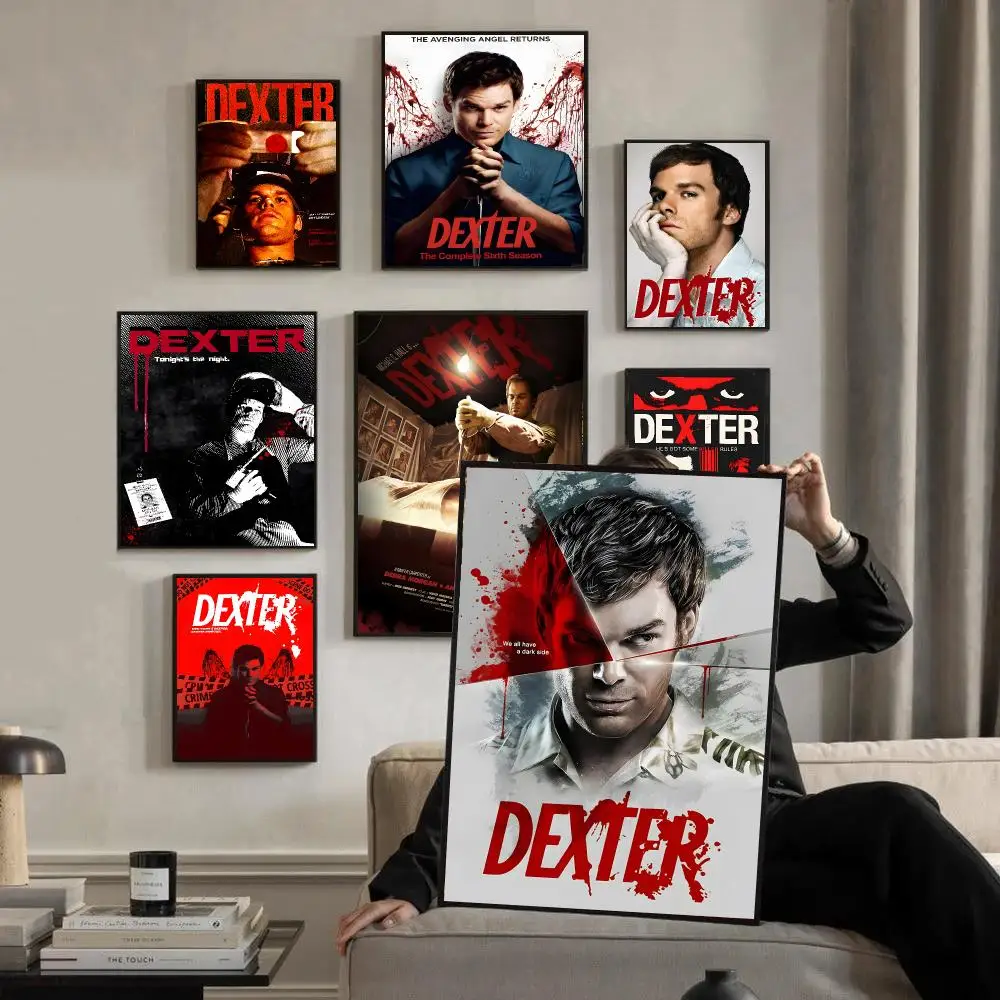 Dexter TV Series Dark Crime Thriller Poster Self-adhesive Advanced Aesthetic Printing Paper Wall Art for Living Room Home Decor