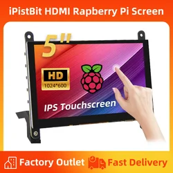iPistBit 5'' Raspberry Pi Monitor Touchscreen Monitor 1024*600 HDMI IPS Capacitive Screen for Raspberry Pi 5 4 3 2  Driver-Free